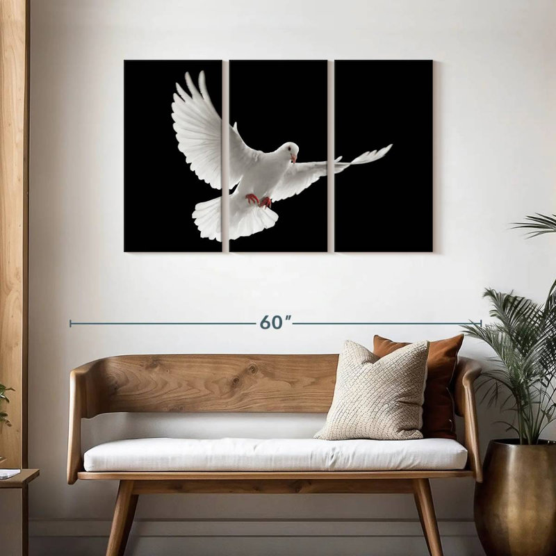 Brampt Flying White Dove, 28" H x 45" W
