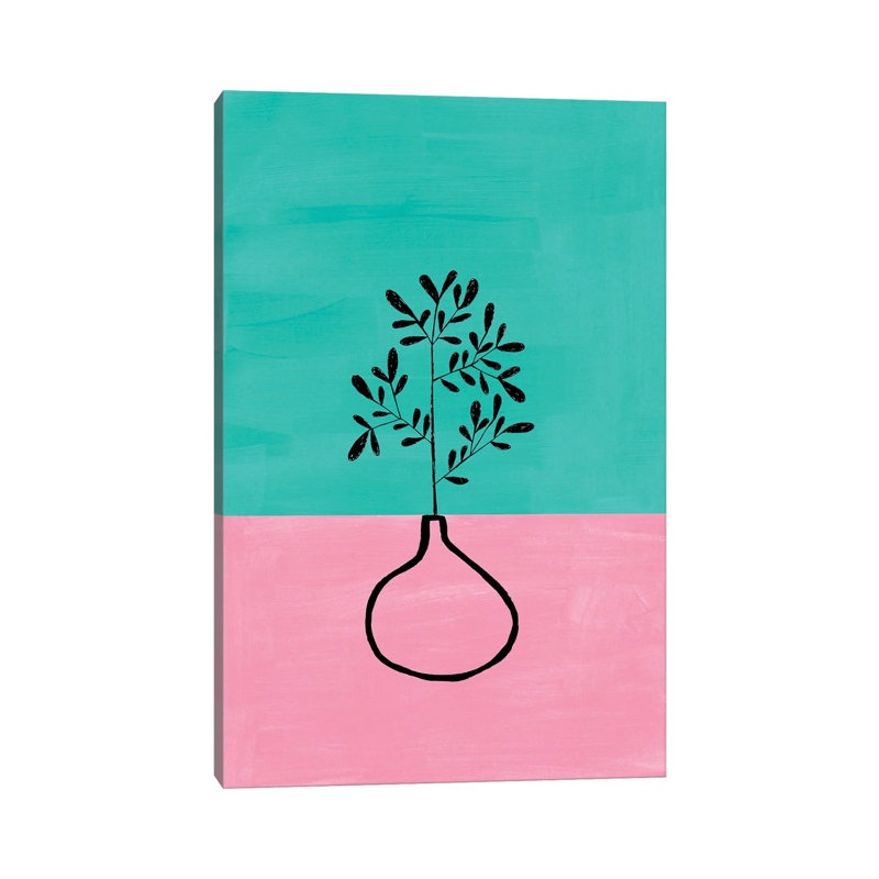 Turquoise House Plant by EnShape - Wrapped Canvas Print, 30.48 cm H x 45.72 cm W