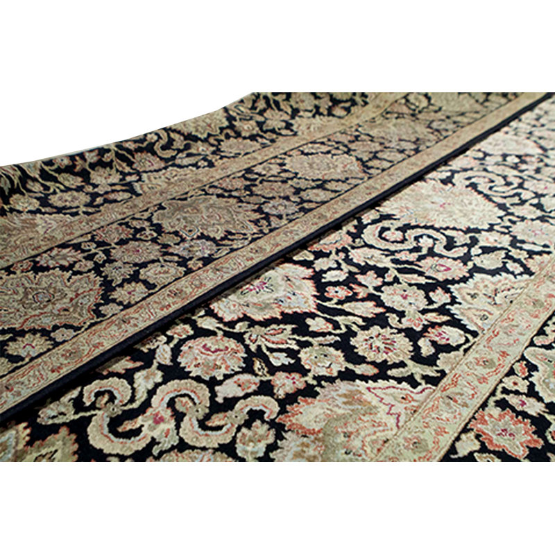 Tapis noir et noir de haute qualité noué à la main