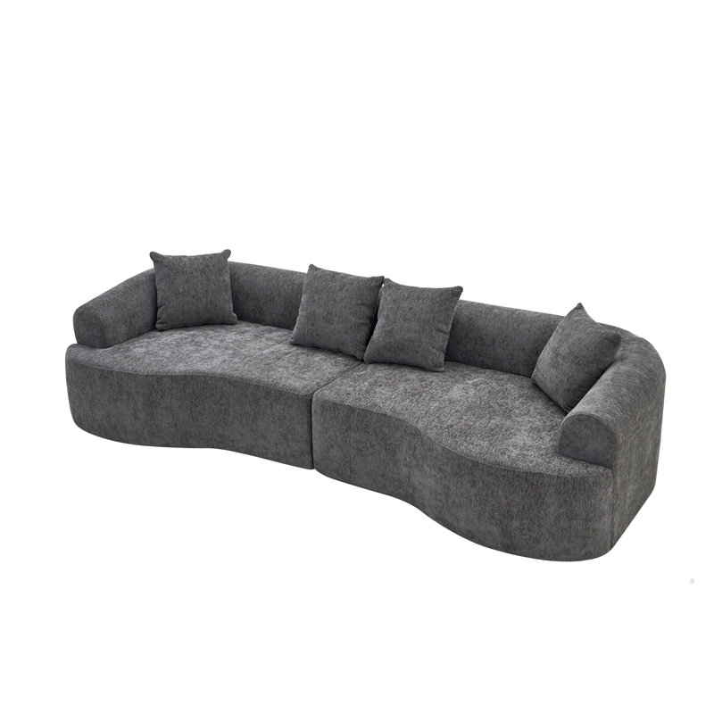 108-inch Curved Sectional Sofa High-Density Couches Sofa, Gray