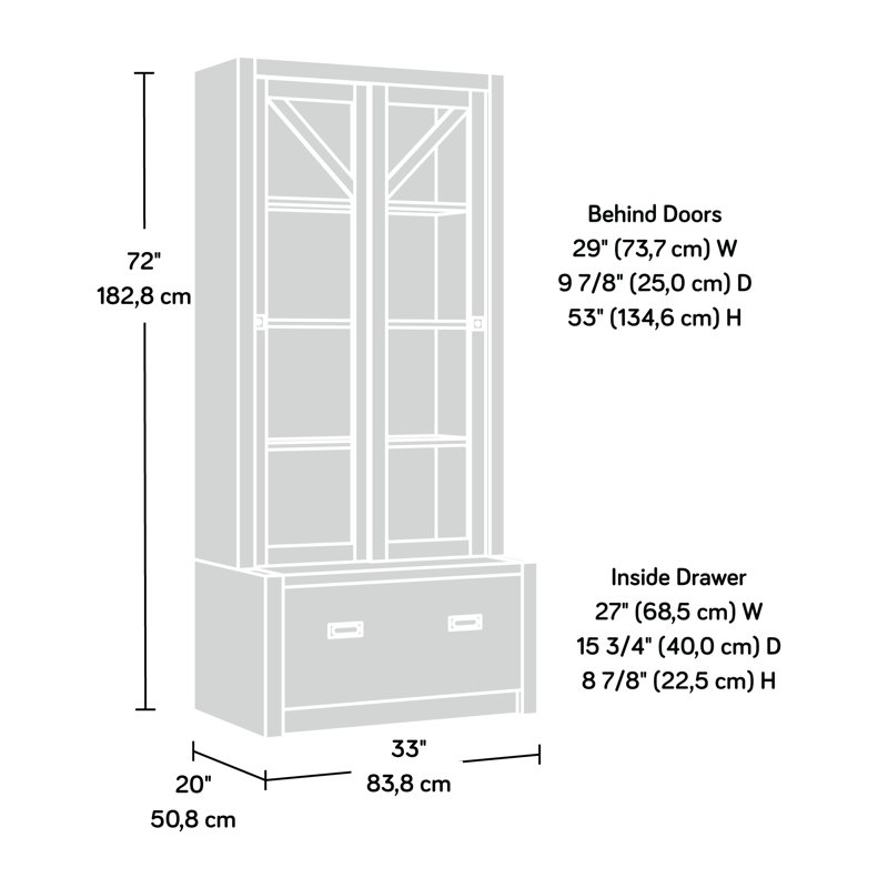 Pebbled White and Brushed Oak Adjustable Bookcase with Glass Doors