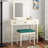 Simen Wood Three Drawer Mirror Stand Vanity with Stool