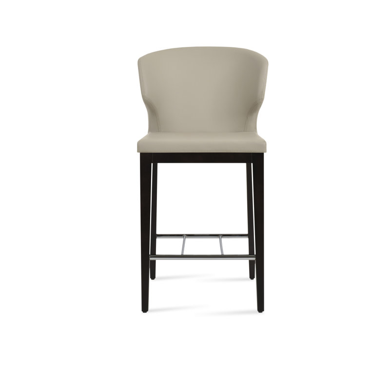 Tabouret de bar et de comptoir Amed, Tabouret de comptoir (siège d'une hauteur de 24 p, Gris clair, Wengé