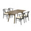 Ensemble de salle à manger 5 pièces Modern, table de salle à manger avec finition noyer et 4 chaises triangulaires noires-1265226643-1265226640