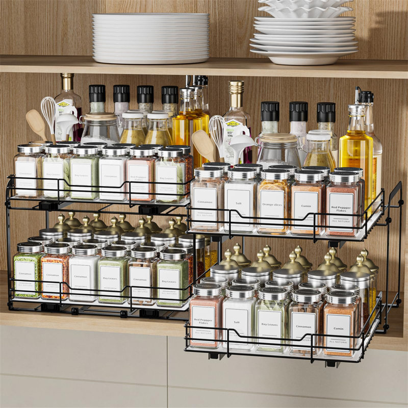 Spice Rack, 24cm H x 29.3cm W x 27.2cm D, Black