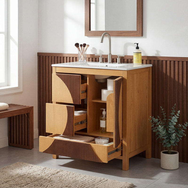 Meuble-lavabo autoportant Mid-Century