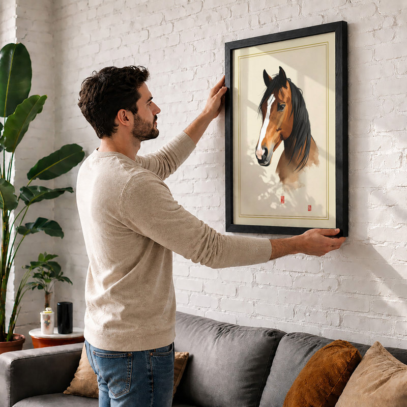 Chestnut Study Japandi - Framed Print, A1 - 84.1 x 59.4 cm, White