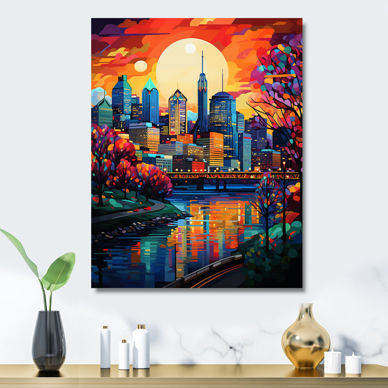«Colorful City Montreal Popart - City Montreal», reproduction d'art en métal, H 32 po x l 24 po x P 1 po