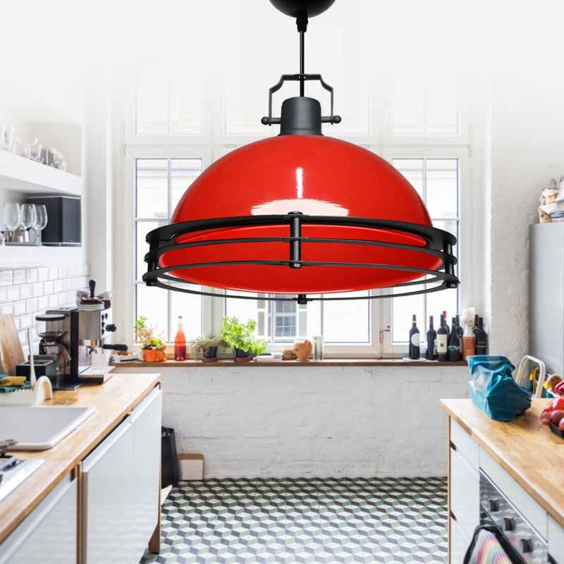 Élégant lustre en métal rouge, 30 po x 6,3 po | Fabrication 100% métal, hauteur: 39,4 pouces | 1 x douille E27 (40 W maximum) | Superbe luminaire pour la salle à manger, le salon ou le vestibule