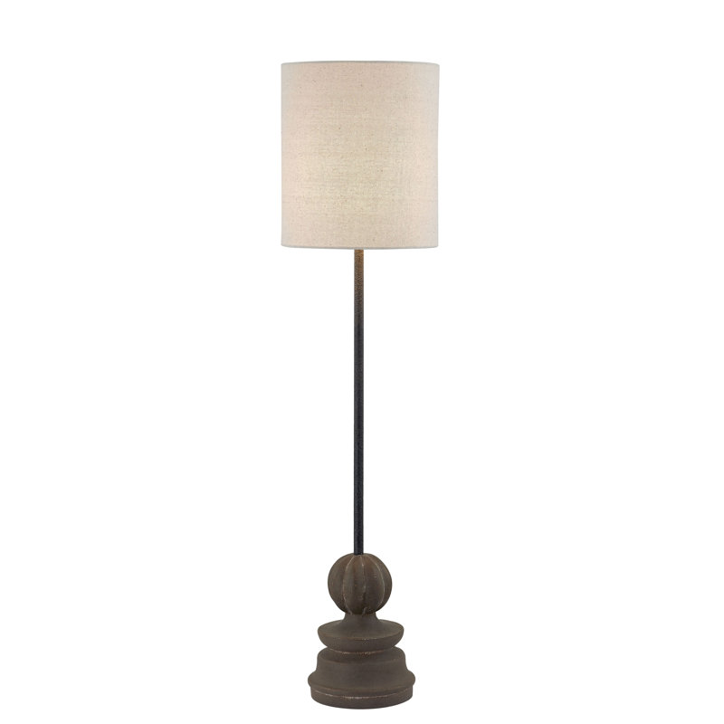 Lampe de commode 41 po avec abat-jour en lin Rae, bronze mat foncé
