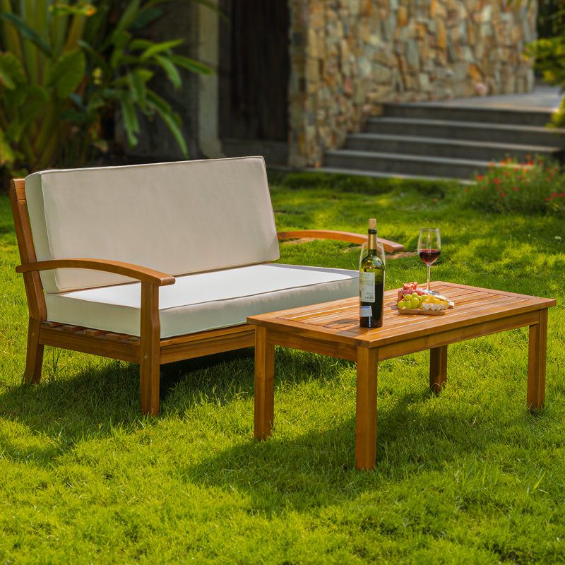 Causeuse d'extérieur avec table basse Laurent Acacia