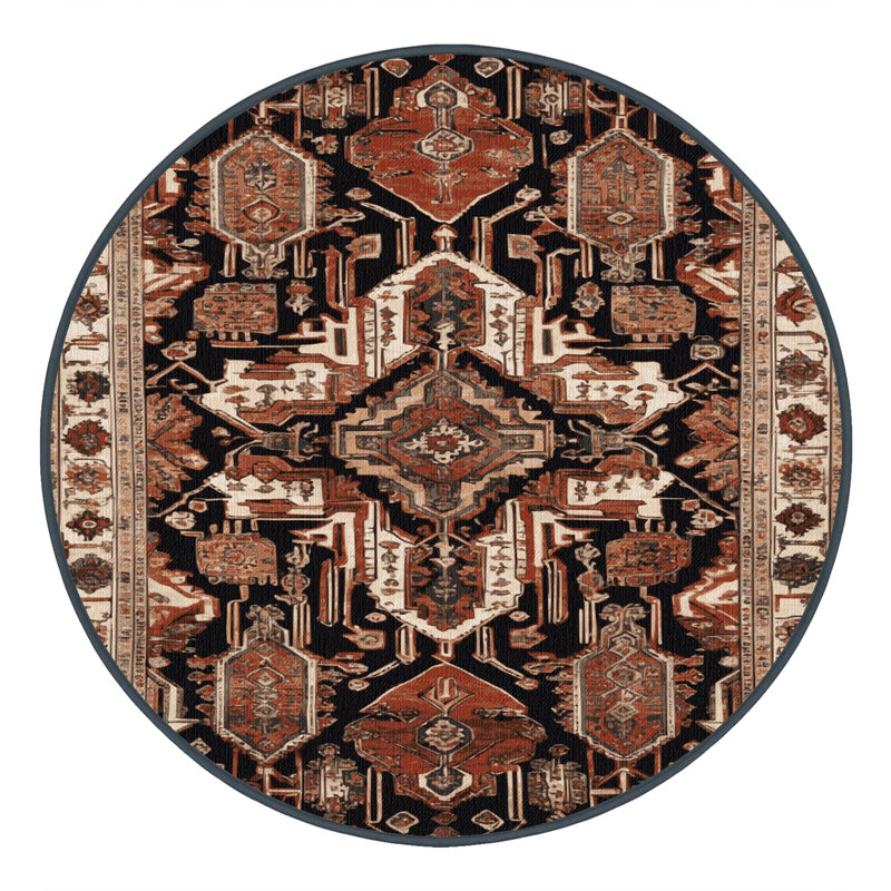Tapis brun lavable à la machine, Rond 5 pi