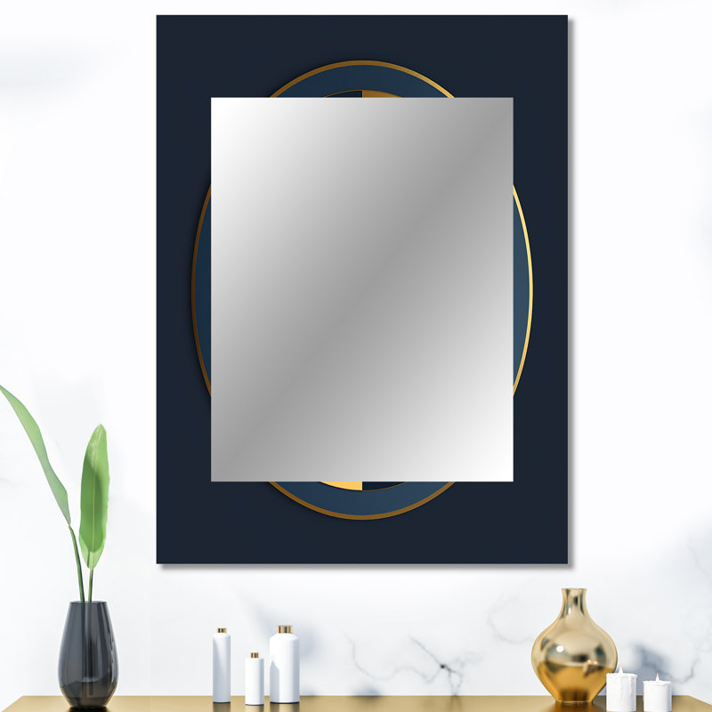 Sacramental Blue Minimal Sacred Geometry Seal II - Geometric Decorative Mirror, Modern Wall Mirror, Printed Metal Art