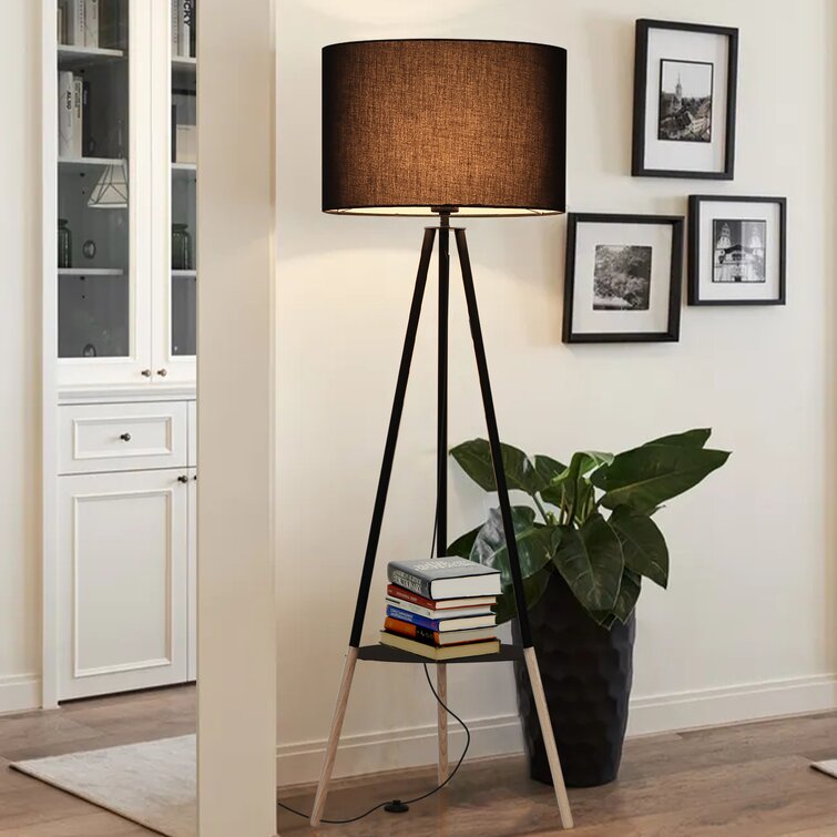 62.25 Kona Mid-century Modern Tripod Floor Lamp With Drum Shade