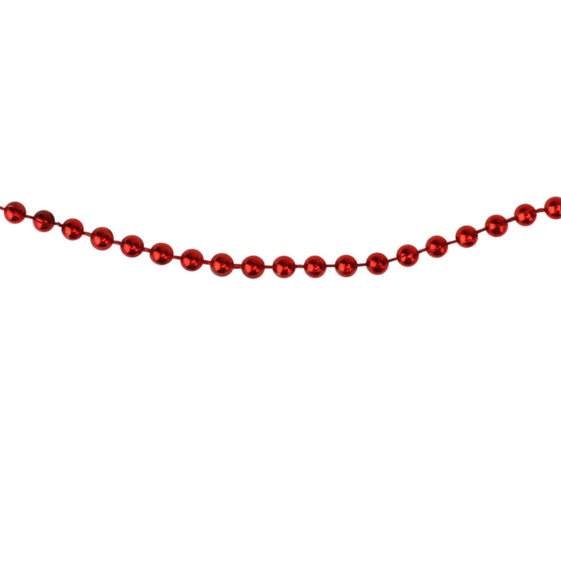 Guirlande de Noël perlée artificielle, Rouge, L 66 pi
