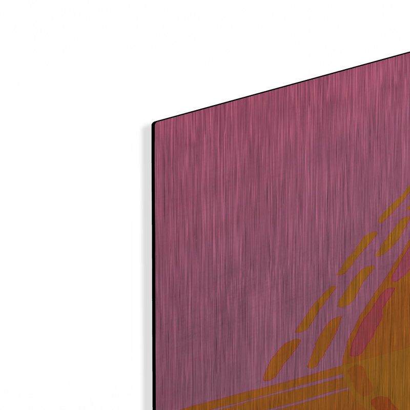 «Rose et orange abstrait» par Design Fabrikken, mur en métal, H 36 po x l 24 po
