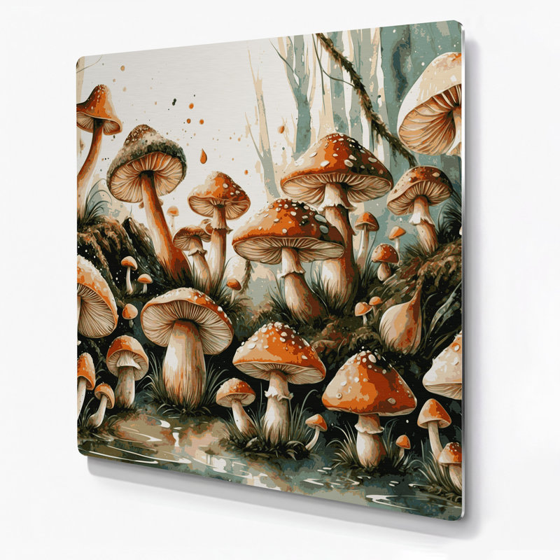 Art mural d'Halloween, champignons et champignons, H 8 po x l 8 po
