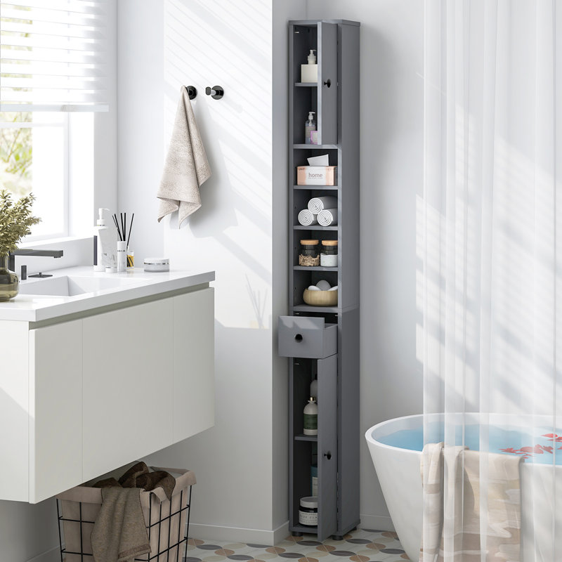 Freestanding Linen Cabinet, Light Grey