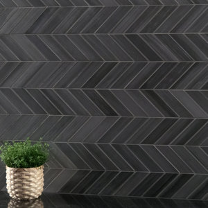 Watercolor 12" x 15" Matte Porcelain Chevron Mosaic Floor and Wall Tile