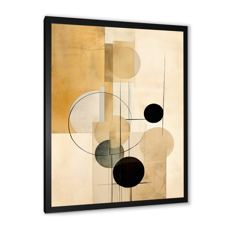 Beige géométrie en mouvement VI, H 20 po x l 12 po x P 1 po, Cadre simple noir