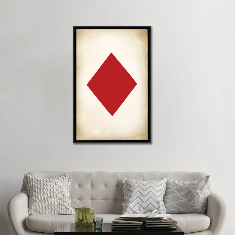 « card iv diamond », impression sur toile, H 26 po x l 18 po x P 1,5 po, Toile avec cadre noir, Pas de tapis