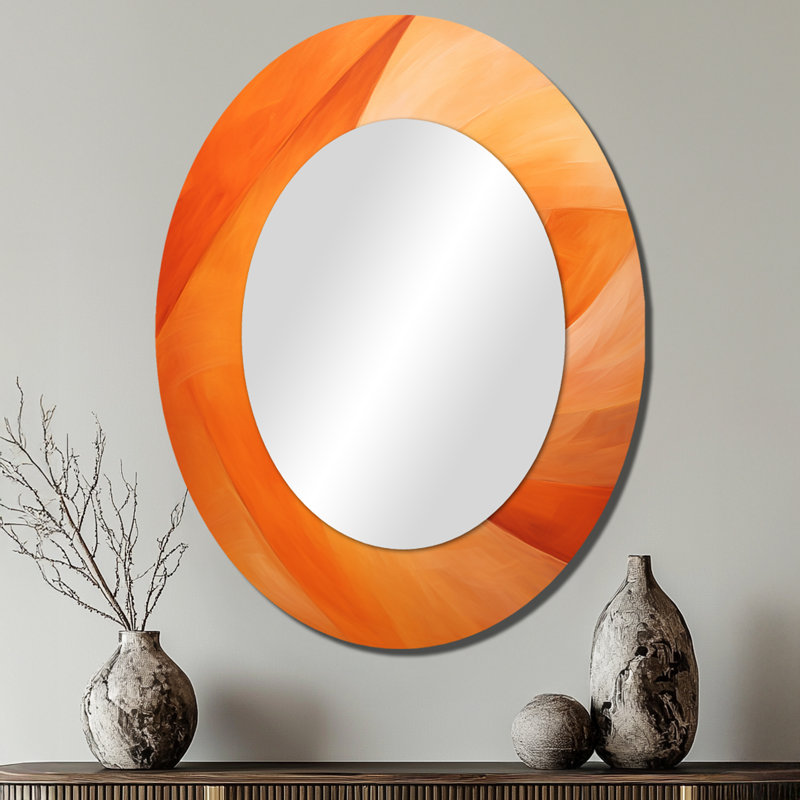 Tangerine Twist Spriral - Modern Oval Wall Mirror, 40" x 30"