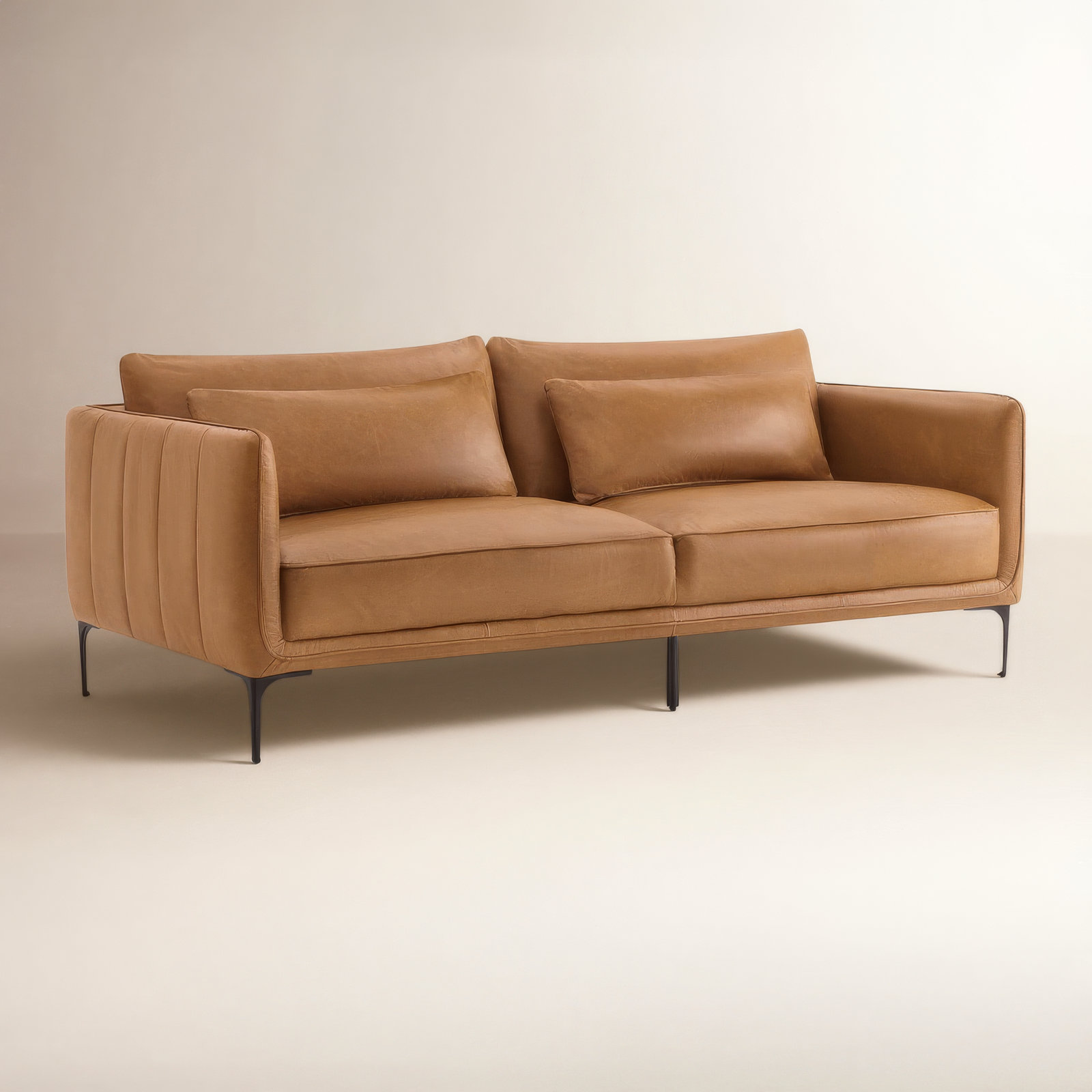 Rae Genuine Leather Upholstered Sofa, Marseille Brown Genuine Leather