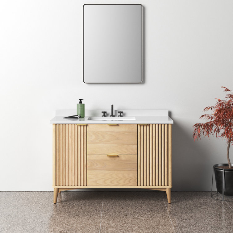 Antorio 48 Single Bathroom Vanity Set Lark Manor Base Finish: Premium Dark Oak, Hardware Finish: Oil Rubbed Bronze