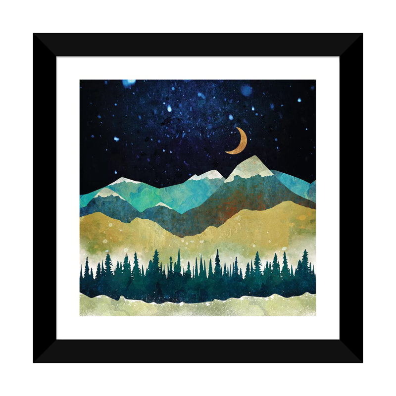 «Snow Night», reproduction sur toile, H 16 po x l 16 po x p 1 po, Blanc / aubergine / banane / brun clair / rouge br