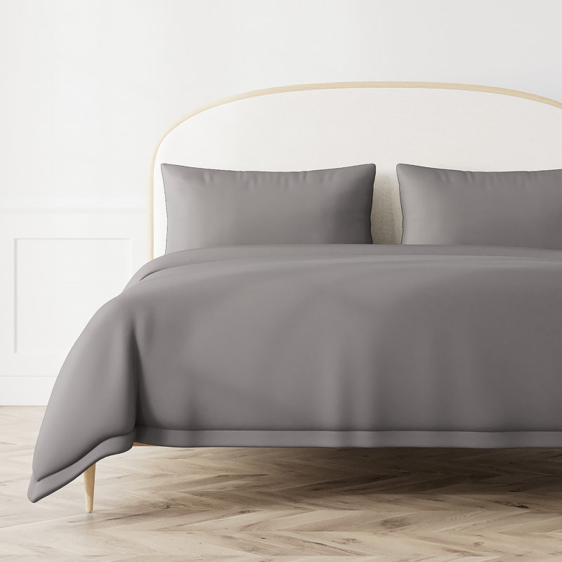 Ready-to-Bed 100% Lyocell Duvet Cover, King Duvet Cover, Gray/Silver