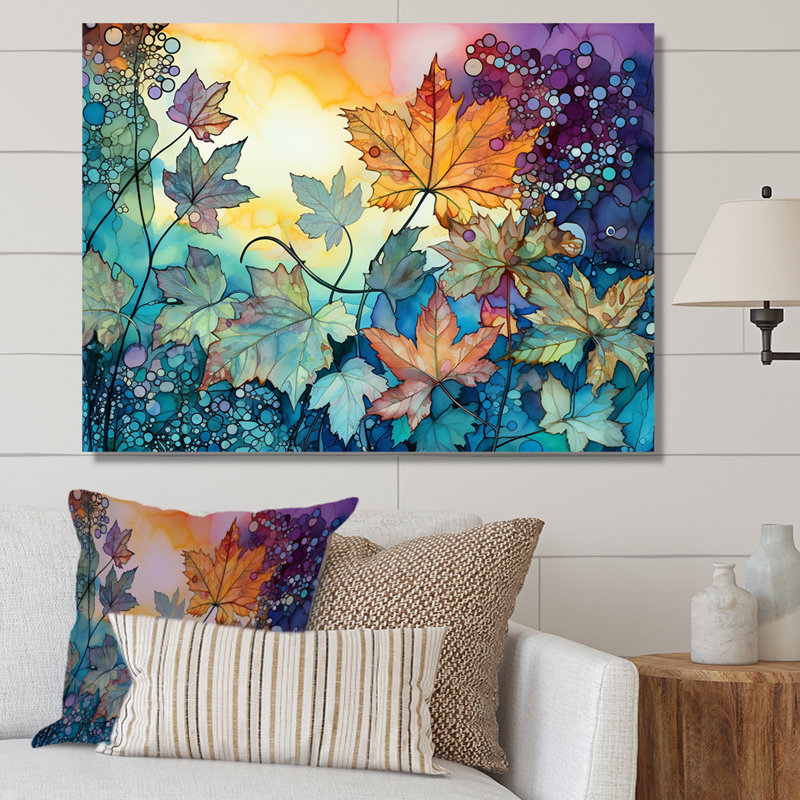 «Leaves Autumn Sunlight Harmony» sur toile, Toile tendue, H 16 po x l 32 po x P 1 po