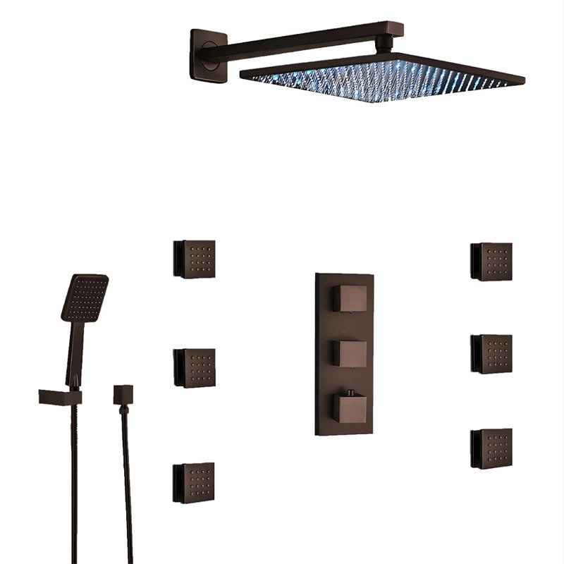 Douche à effet pluie DEL bronze huilé Sierra