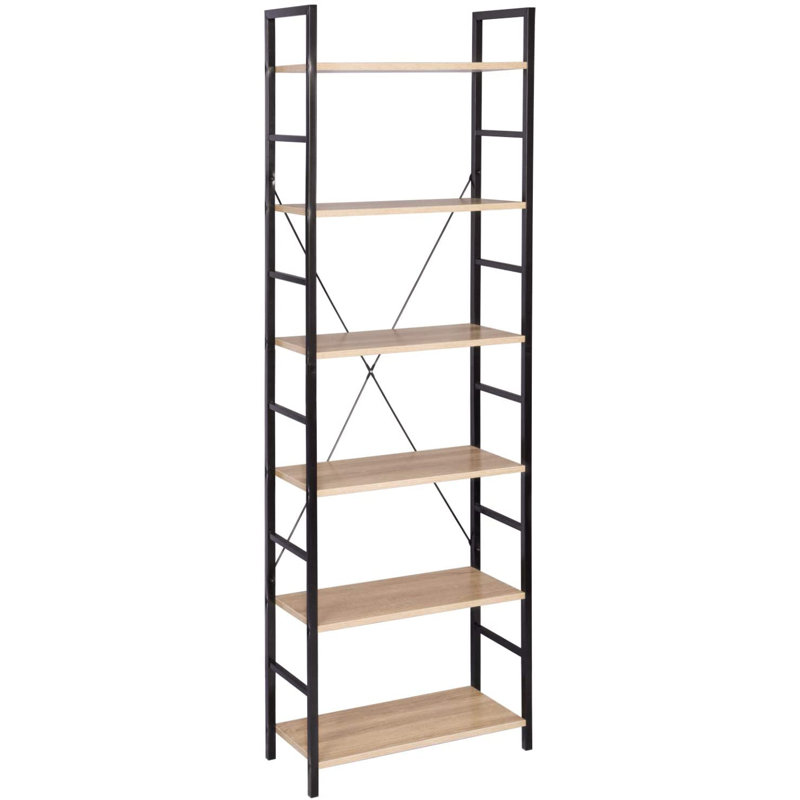 Delorian 60cm W Metal Shelving Unit, Light Wood/Black