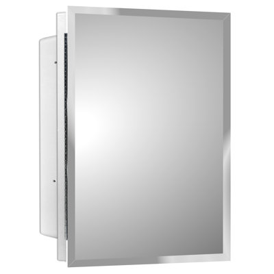 Adaku 16" W 22" H Rectangular, Wall mounted Frameless Medicine Cabinet Mirror with 2 fived Shelves