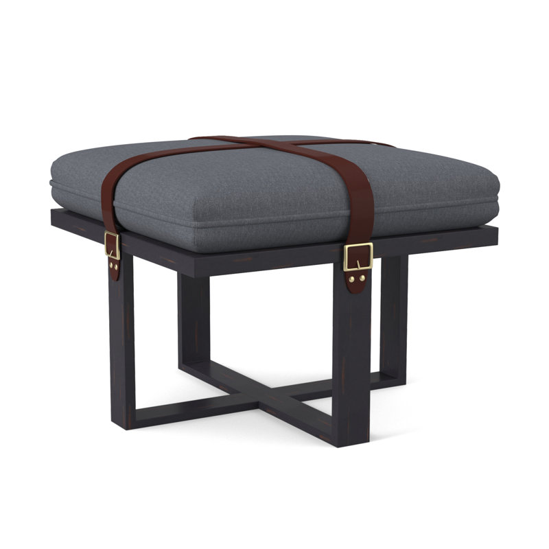 Upholstered Ottoman, Vintage Ebony, Elise Harbor 100% Polyester