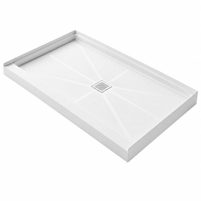 Receveur de douche 91 x 91 cm avec bonde centrale, fond texturé antidérapant et couvercle de bonde en acier inoxydable SS304