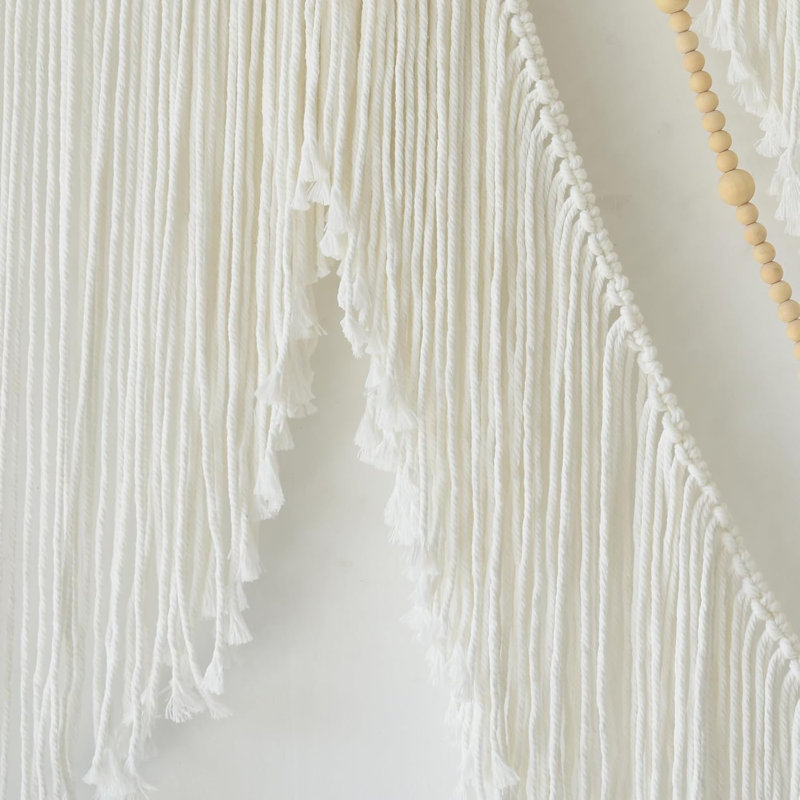 Grande grande décoration murale en macramé - guirlande Boho Yarn Art avec pampilles et perles