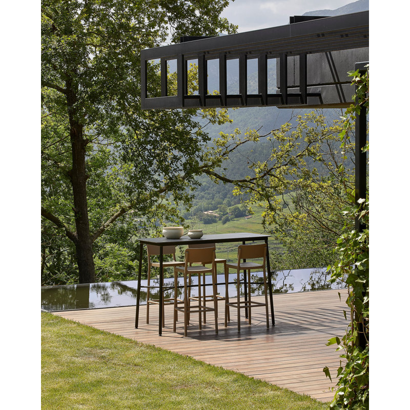 Hub Rectangular High Table - 47x27 - Black, Dark Oak, 43.31" H x 47.24" L