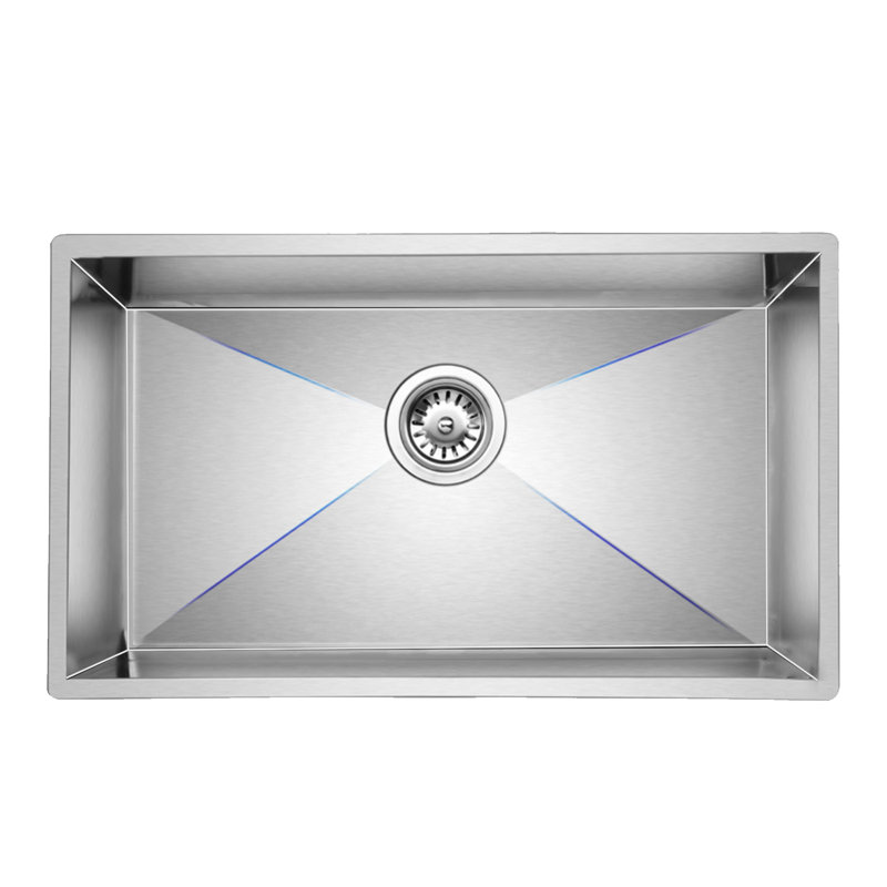 Topcraft 32" L x 19" W Undermount Kitchen Sink, 18 Gauge T304 Stainless Steel Single Bowl Deep Kitchen Sink