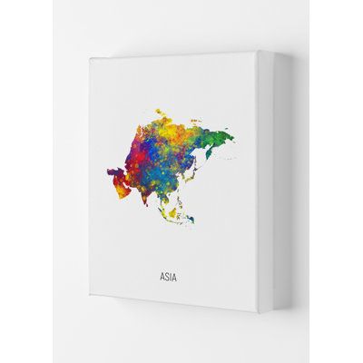 Asia Watercolour Map by Michael Tompsett - Print