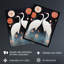 Wall Art Print Japanese Cranes Oil Painting Birds and Abstract Flowers Surreal Lake Landscape at Night Poster