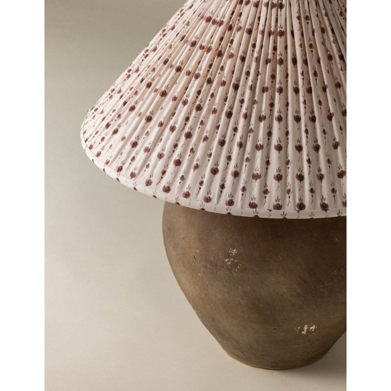 Calabria Table Lamp With Bloom Slate Shade, Primrose Red Shade