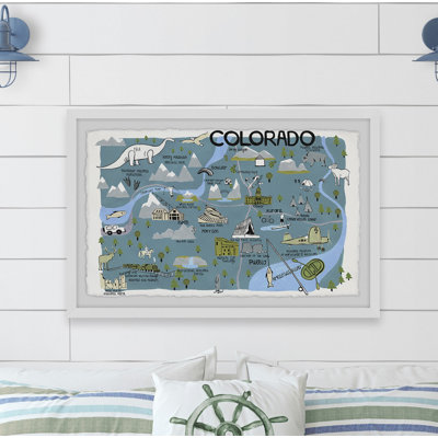Colorado Map Destinations III - Cadre photo, reproduction d'art sur papier