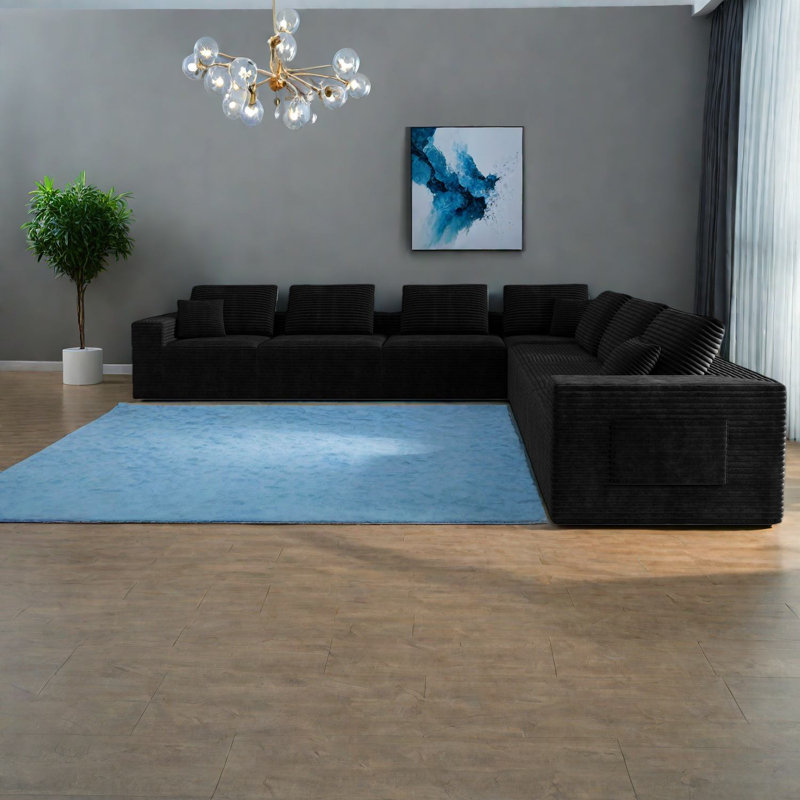 Canapé modulaire moderne en mousse de velours côtelé Compression Sectionals