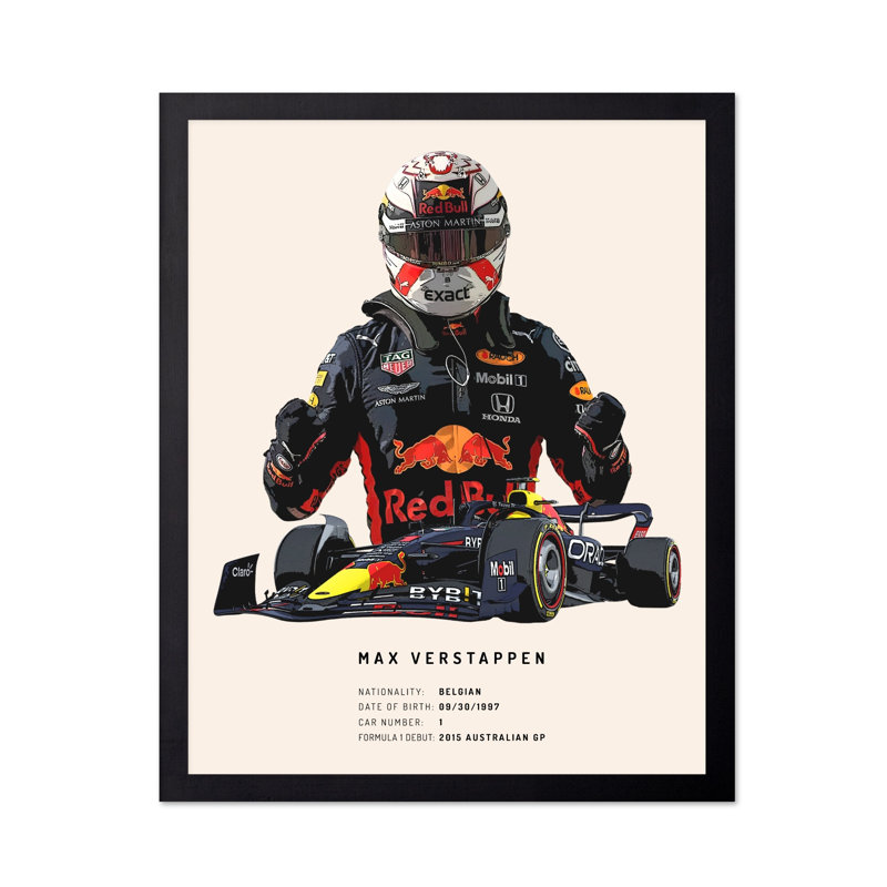 Max Verstappen, Black Framed, Poster, 08"H x 10"W