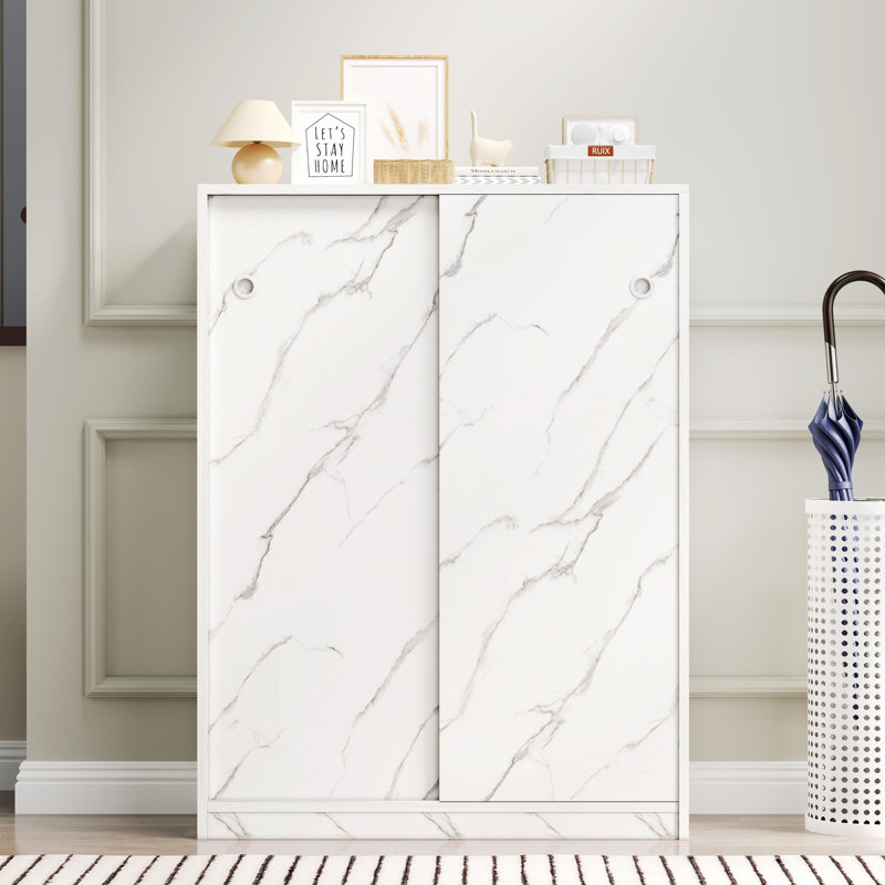 Shoe Cabinet with 2 Flip Drawers, White 1
