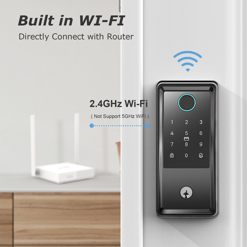 Fingerprint Smart Lock, 6 in 1 Keyless Entry Door Lock with Doorbell, Built-in WiFi Smart Locks for Front Door, Smart Deadbolt with APP Control, Auto-Lock