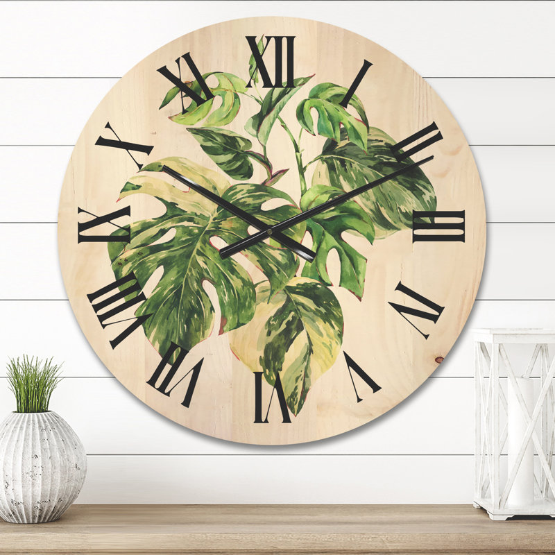 Horloge murale en bois Tropical Leaves, Petit