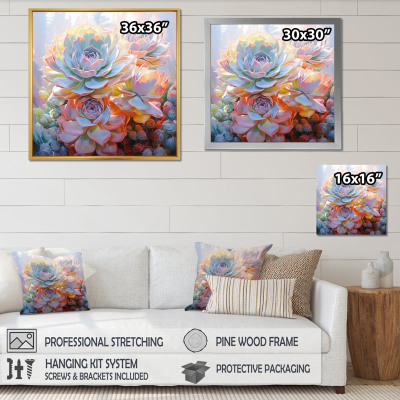 Fleurs délicates et tendres pastels tendres I, H 24 po x l 24 po x P 1 po, Toile tendue