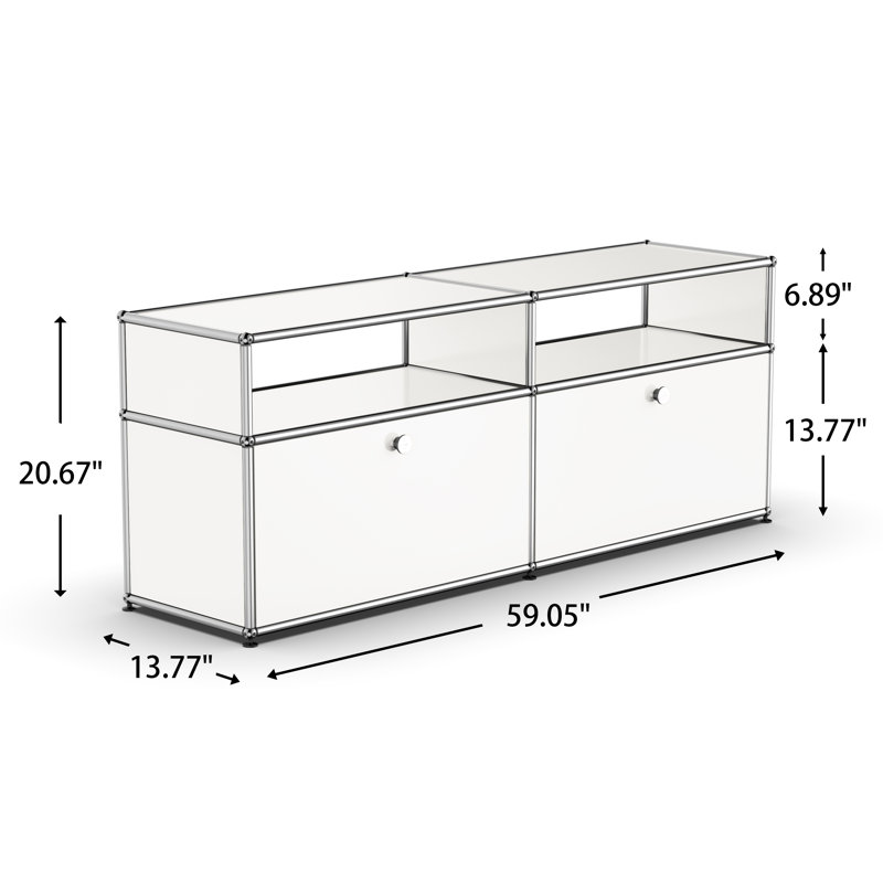 Lateafa 59.05'' Wide 2 - Shelf Storage Cabinet, White